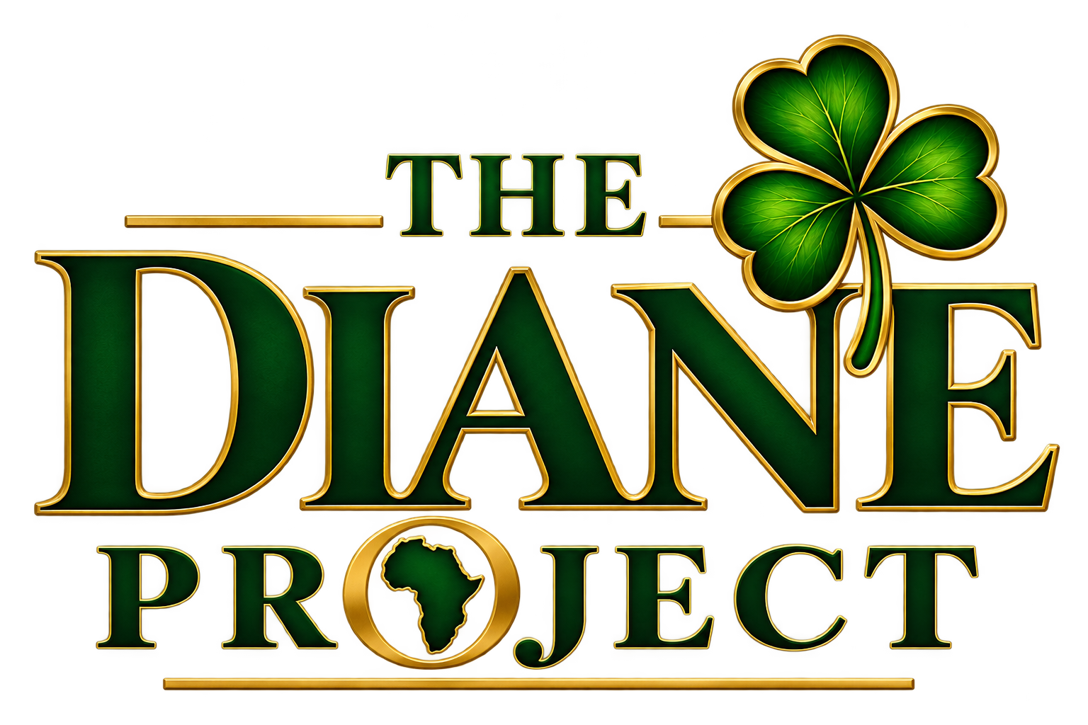 The Diane Project green and gold logo with shamrock and Africa emblem
